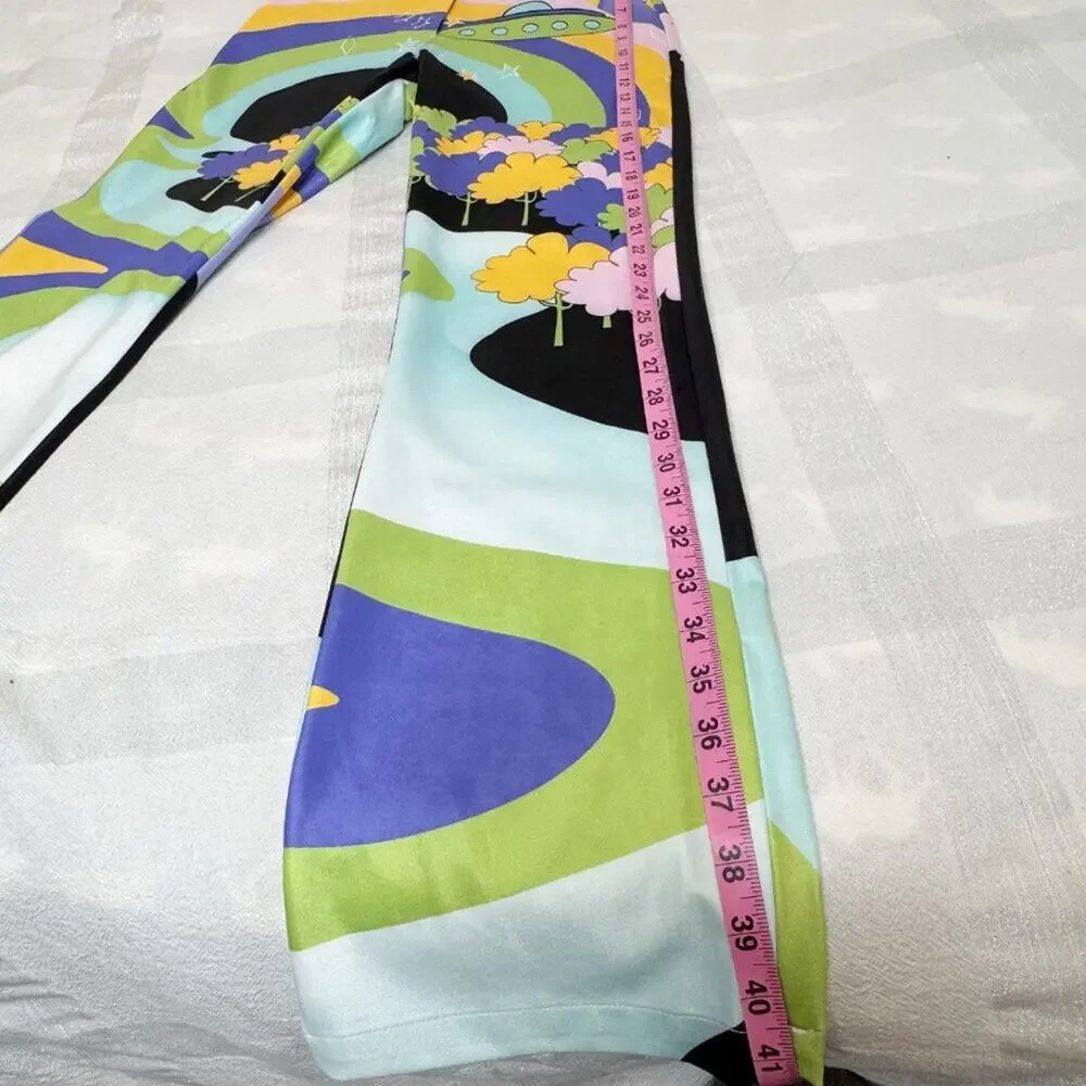 House of Sunny Nice to Meet You Pant Multicolor UFO Print Trousers Size US 2 NWT - Picture 9 of 16